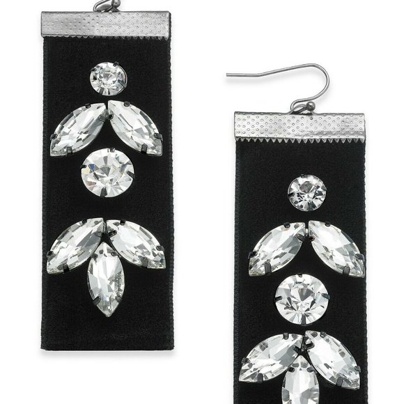 Thalia Sodi Silver-Tone Crystal Black Velvet Drop - Picture 1 of 1